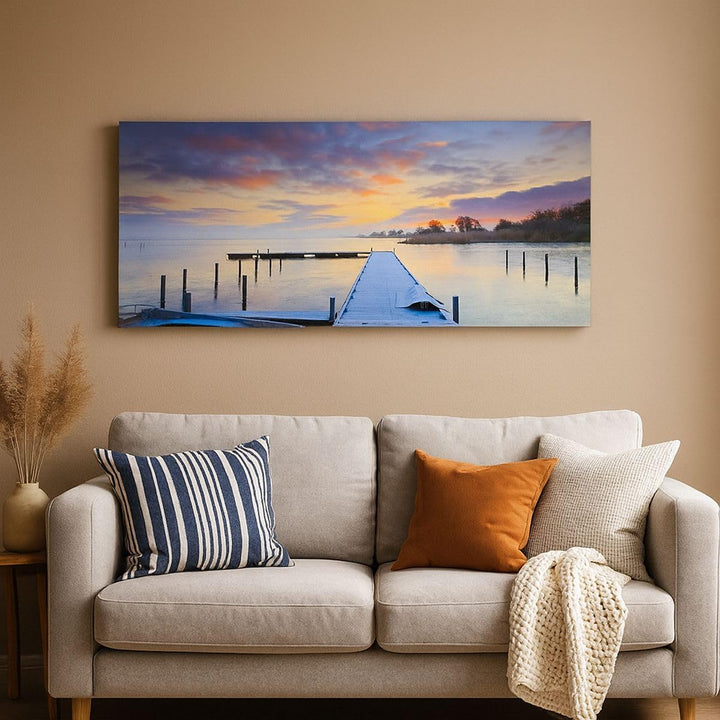 Wandbilder Dekoration Wohnzimmer Niederlande Natur Meer Sonnenuntergang Bilder auf Leinwand 120x50cm