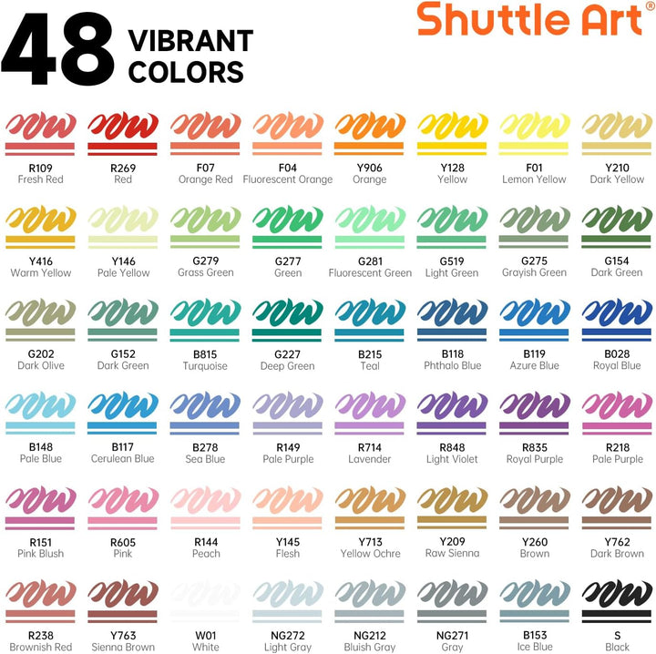 Shuttle Art 48 Farben Acrylstifte für Steine wasserfest, Steine bemalen Stifte Set mit automatischer
