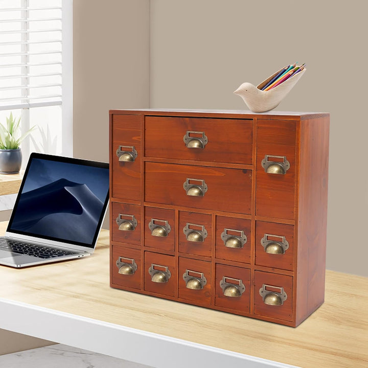 Schubladenschrank, Schreibtisch Organizer mit 14 Schubladen, Schubladenbox aus Holz, Mini Kommode fü