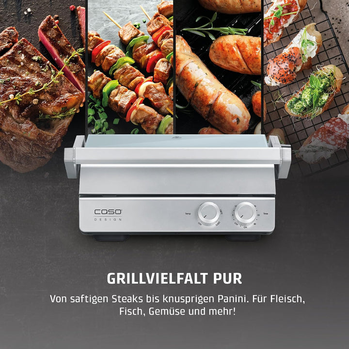 CASO SteakChef Kontaktgrill, 2000 W, PFAS-freie Keramik-Antihaftbeschichtung, abnehmbare Grillplatte