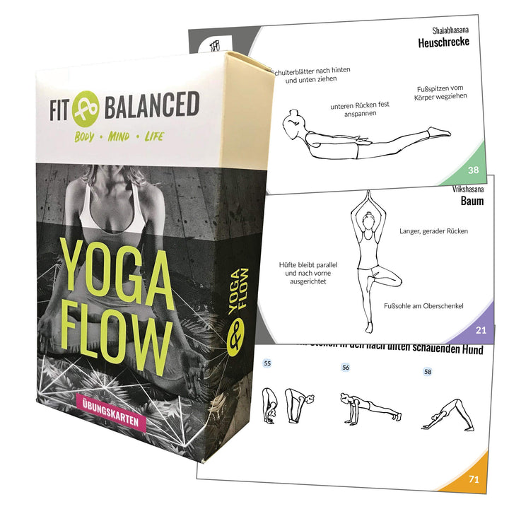 YOGA Karten, für Anfänger und Fortgeschrittene, mit 60 Yogaübungen, mit Online-Einführungs-Kurs, mit