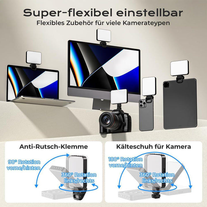 OUSFOT Selfie Licht 128LED 3000K-6500K Handy Licht RGB-Modus 8 Farben mit Einstellbarer Helligkeit,