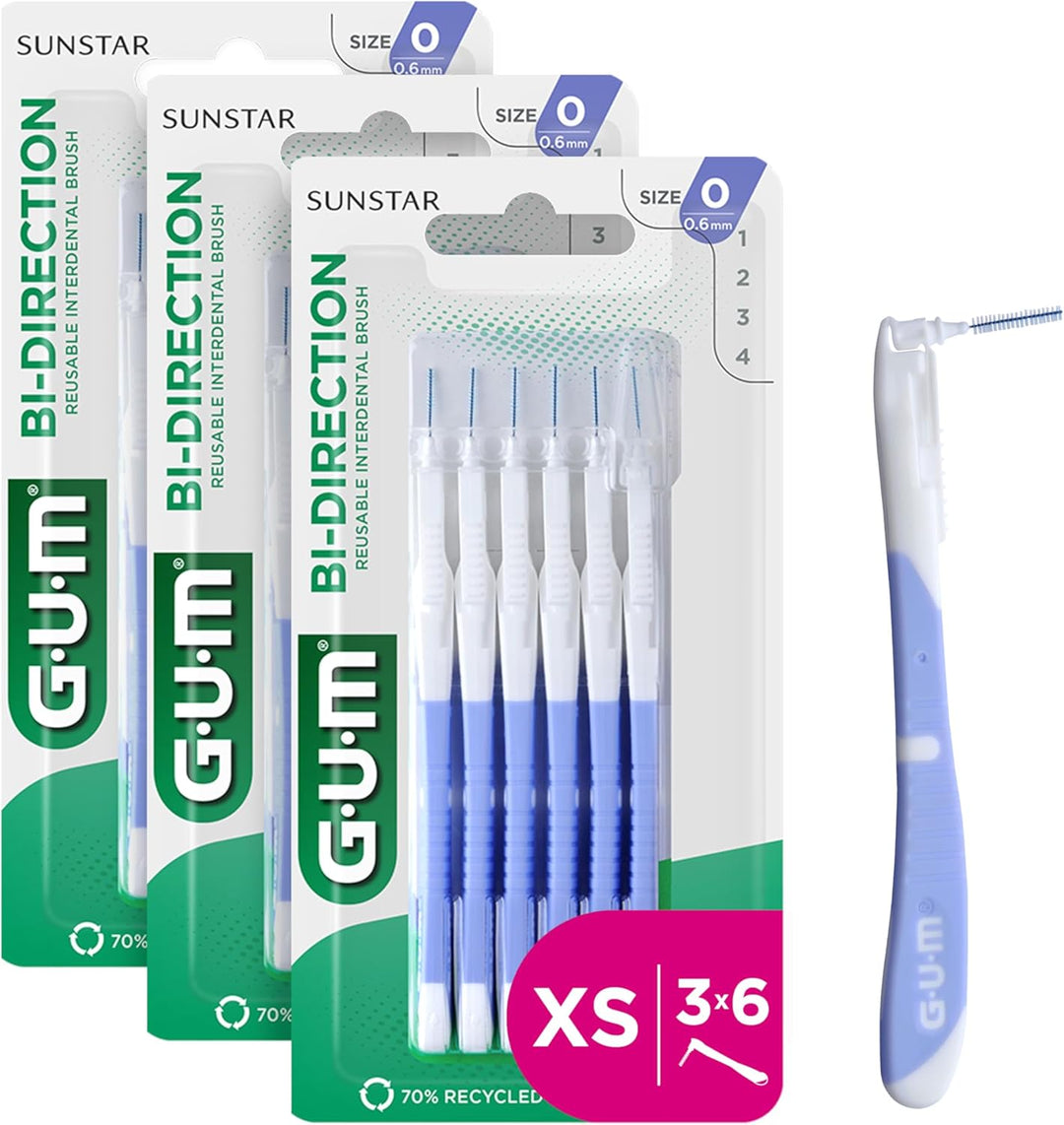 GUM BI-Direction Interdentalbürsten mit zwei Positionen, antibakterielle Borsten, 90-Grad-Positionie