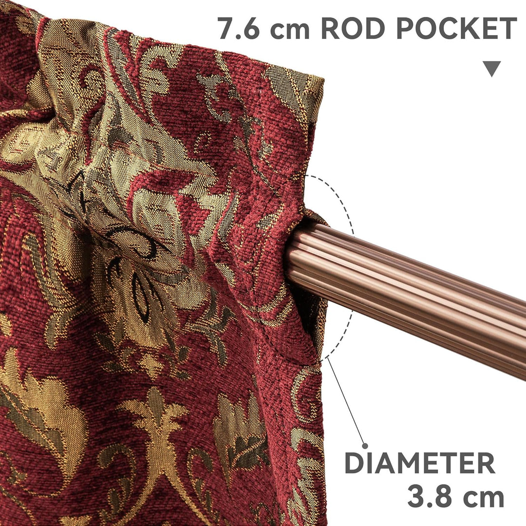 TOPLUXE Scheibengardine, Kurzstore für Schlafzimmer Esszimmer Wohnzimmer Küche, Damast Volant für Fe