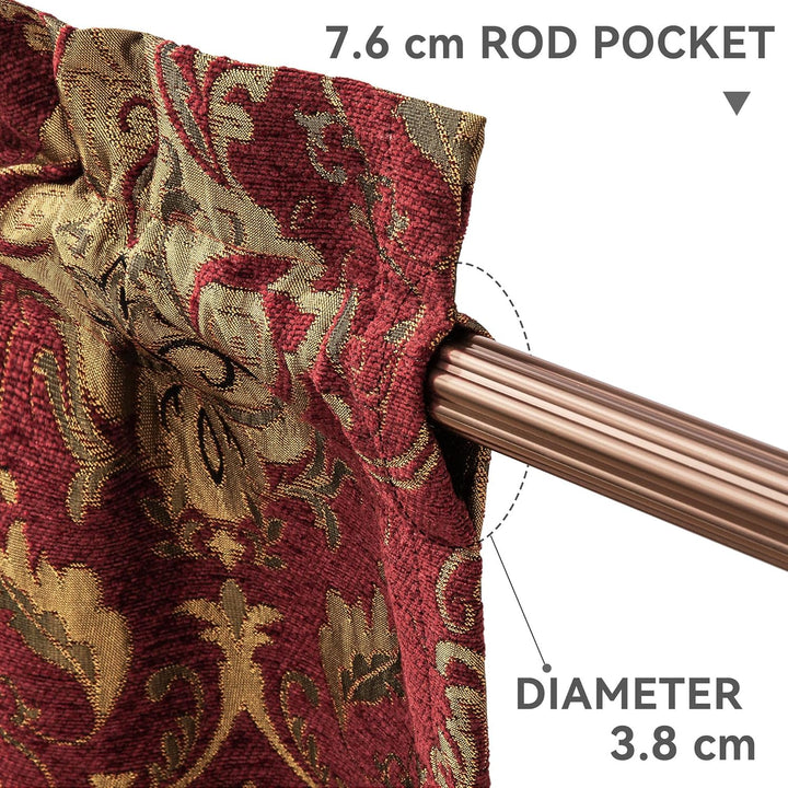 TOPLUXE Scheibengardine, Kurzstore für Schlafzimmer Esszimmer Wohnzimmer Küche, Damast Volant für Fe