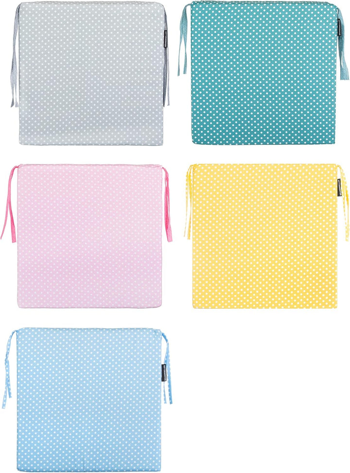 Brandsseller 4er Set Sitzkissen 40x40 cm mit Punkten – Bequeme Stuhlauflagen mit Bindebändern & abne