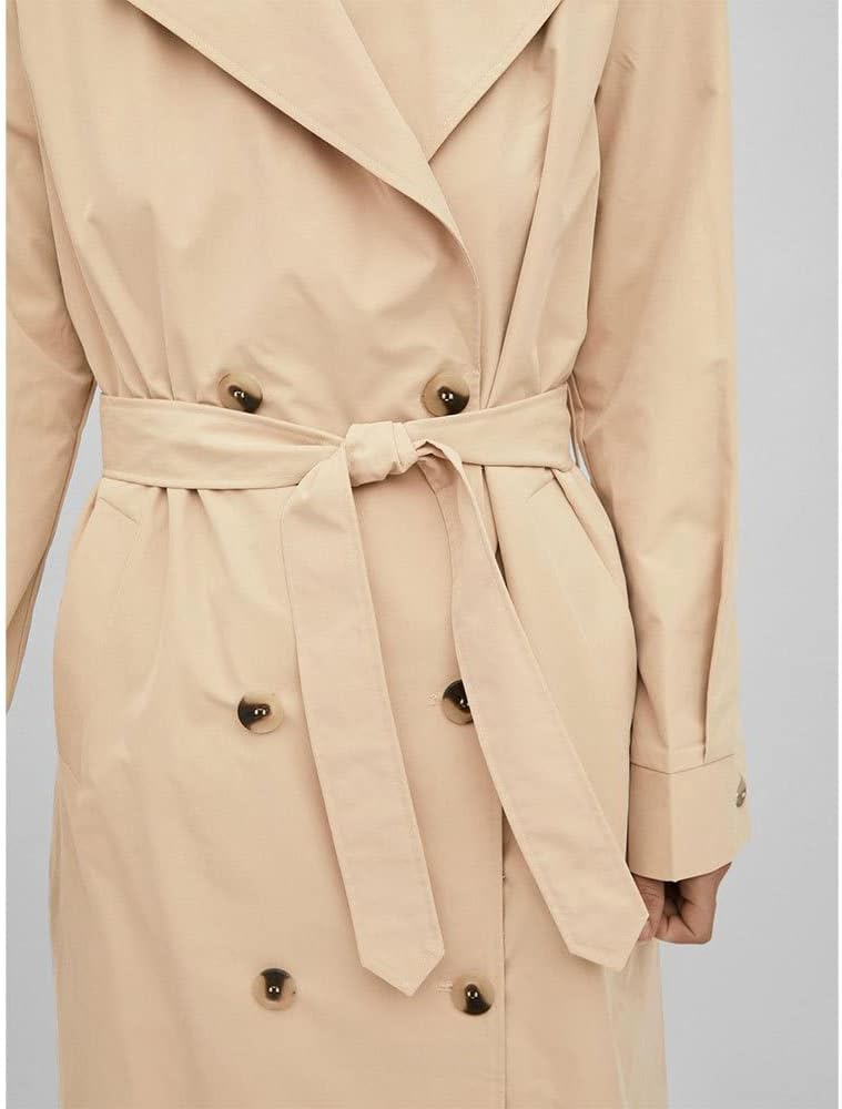 Vila Damen Vimersin Long Trenchcoat-Noos Mantel 38 Sesame, 38 Sesame