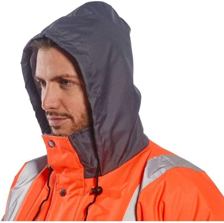 Portwest Zweifarbige Warnschutz-Verkehrs-Jacke, Grösse: XXL, Farbe: Orange/Grau, S467OGYXXL