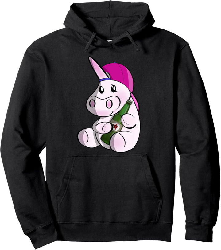 Ein süsses Einhorn mit Basecap und Bier Pullover Hoodie