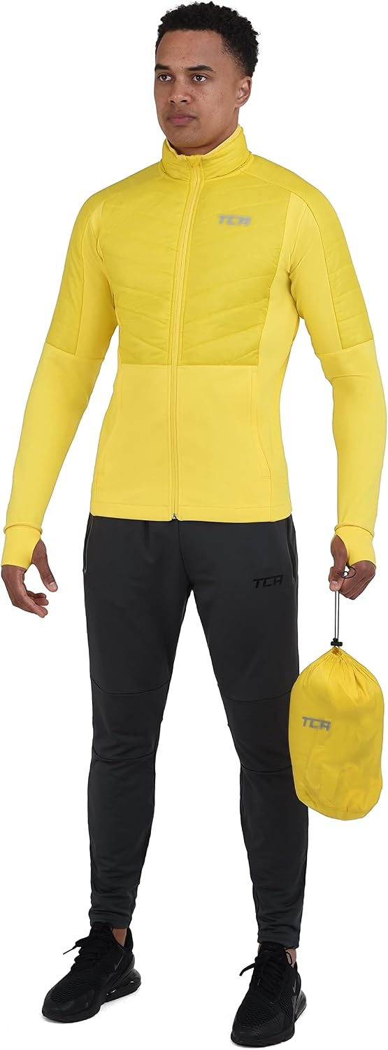 TCA Herren Excel Runner ganzjährige, leichte, wasserabweisende verstaubare Laufjacke M Gelb, M Gelb