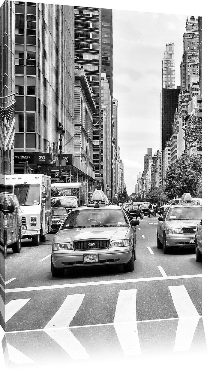 Pixxprint Taxi in New York City / 100x70cm Leinwandbild bespannt auf Holzrahmen/Wandbild Kunstdruck