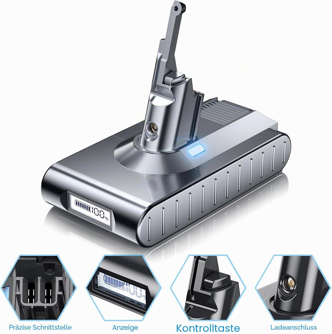V8 Akku 8000mAh, Powtree Ersatzakku für Dyson SV10 Kompatibel für Dyson V8 Absolute Animal Fluffy Mo