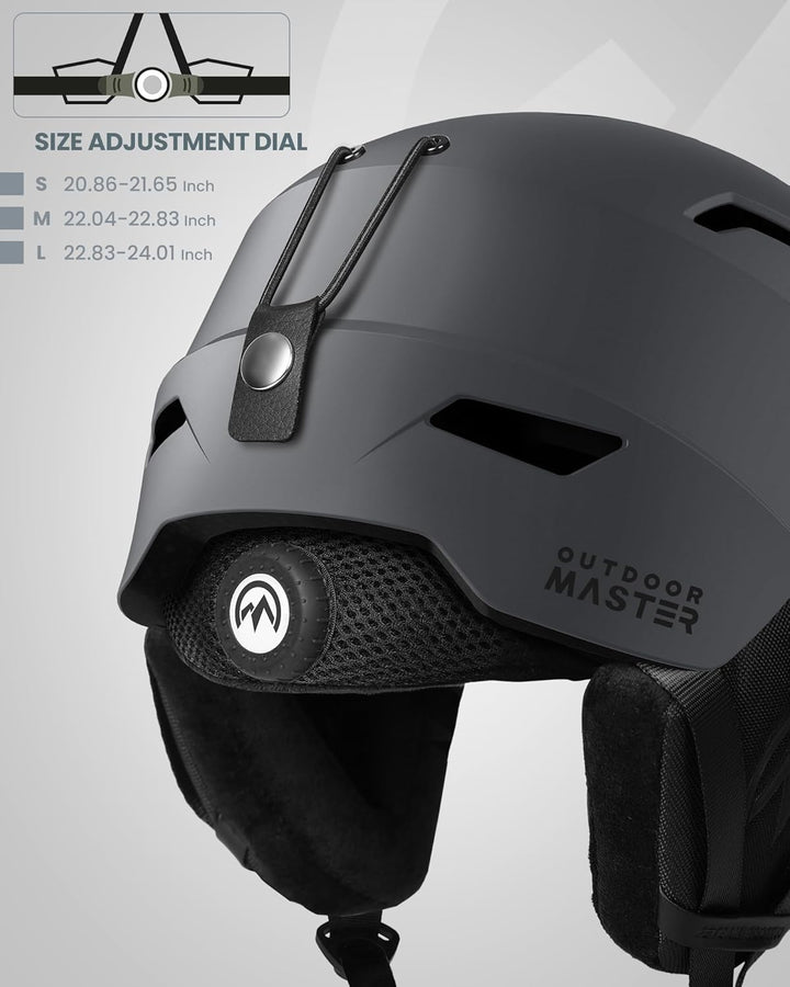 OutdoorMaster Skihelm-Set, Snowboard-Helm mit Brille für Erwachsene - 12 Belüftungsöffnungen - Skihe