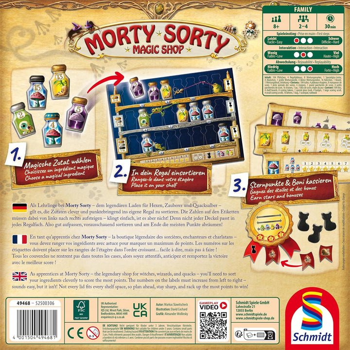 Schmidt Spiele 49468 Morty Sorty, Magic Shop, Famileinspiel, Strategiespiel, Blau, Grün, Gelb