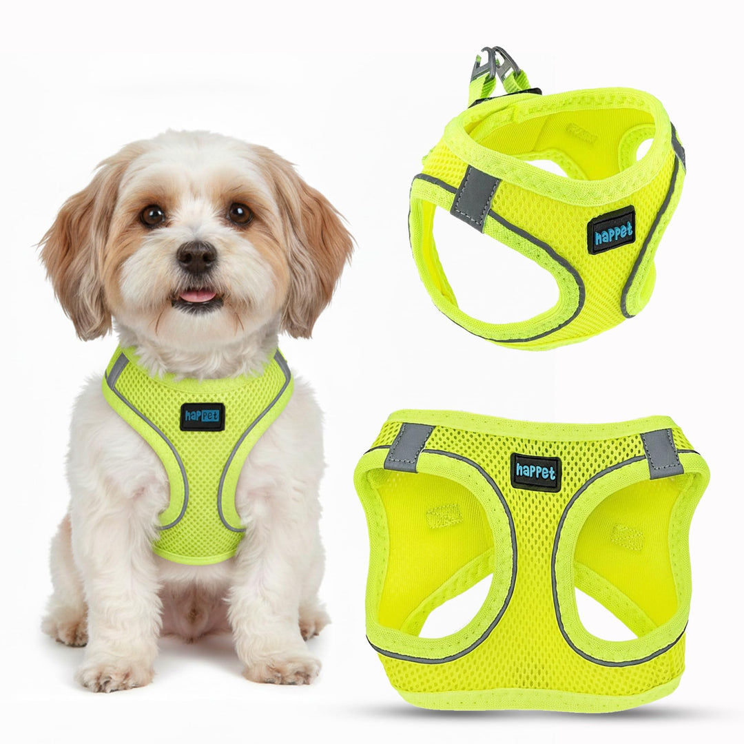HAPPET Hundegeschirr für kleine Hunde Air Comfort XXS Neon Grün – atmungsaktives, gepolstertes &amp; ver