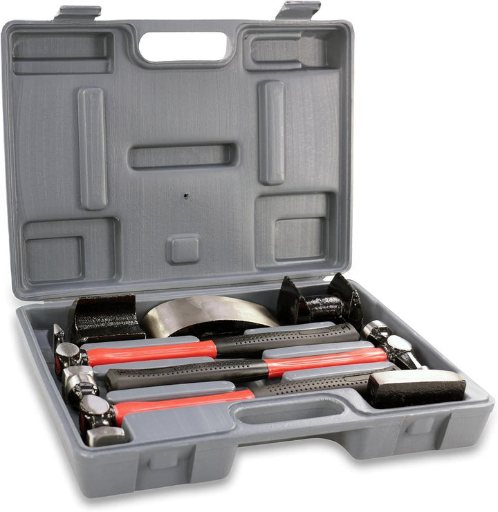 ENVA Karosserie Werkzeug Ausbeulwerkzeug Set 7TLG. Handamboss, Hammer und Ausbeuleisen für präzise B