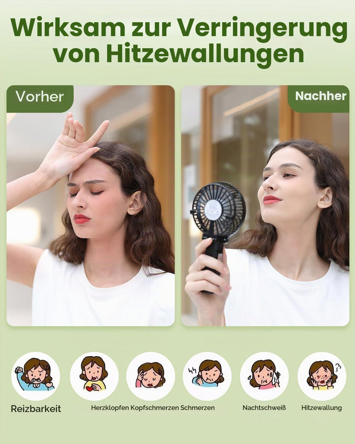 Funme Handventilator Akku Mini Ventilator Tragbar Lüfter Aufladbarer Leiser Tischventilator [Lebensl