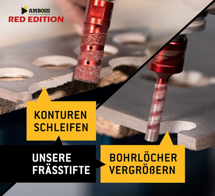 Amboss RED EDITION M14 Set"Red Edition 14" Diamant Bohrkrone + Frässtifte für Winkelschleifer - Troc