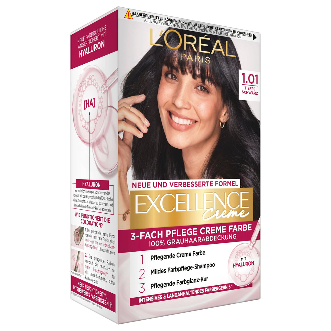 L'Oréal Paris Permanente Haarfarbe, 100% Grauhaarabdeckung, Haarfärbeset mit Coloration, Shampoo und