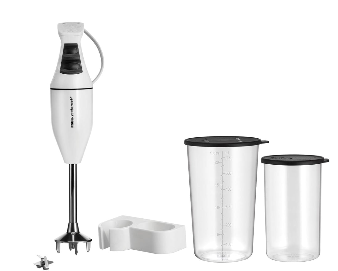 ESGE-Zauberstab Set M100 Design 901205,Weiss, Hand - Stabmixer, Pürierstab, inkl. Becher-Set 600ml &