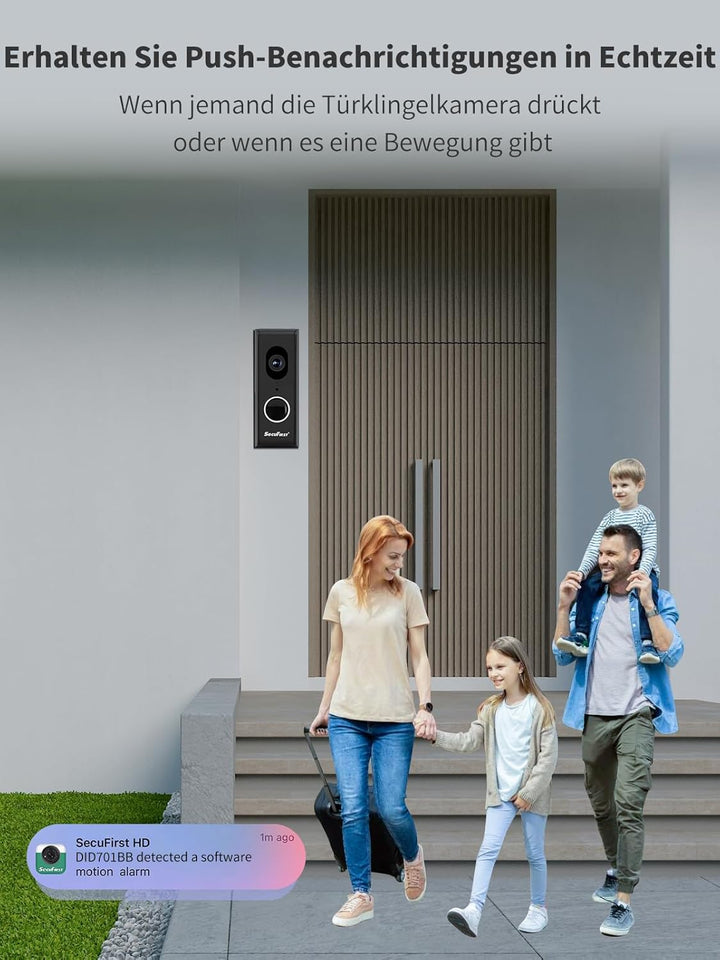 SecuFirst Türklingel mit Kamera mit Chime,Video Türklingel Kabelgebunden,WLAN Klingel Haustür Aussen
