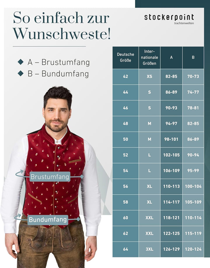 Stockerpoint Herren Calzado Trachtenweste (1er Pack) 54 dunkelrot, 54 dunkelrot