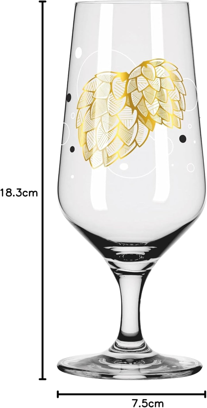Ritzenhoff 3471001 Bierglas 300 ml – 2er Set – Serie Brauchzeit, Motiv Nr. 1 – Hopfen, mehrfarbig –