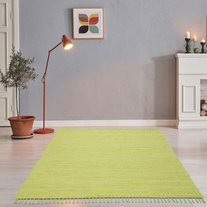 Theko Happy Cotton Teppich, 100% Baumwolle, Grün, 70 cm x 140 cm 70 cm x 140 cm Grün, 70 cm x 140 cm