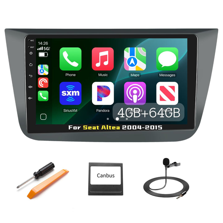 Podofo Carplay Autoradio für Seat Altea 2004-2015(Linkslenker),Android 2G+32G HiFi Android Auto GPS