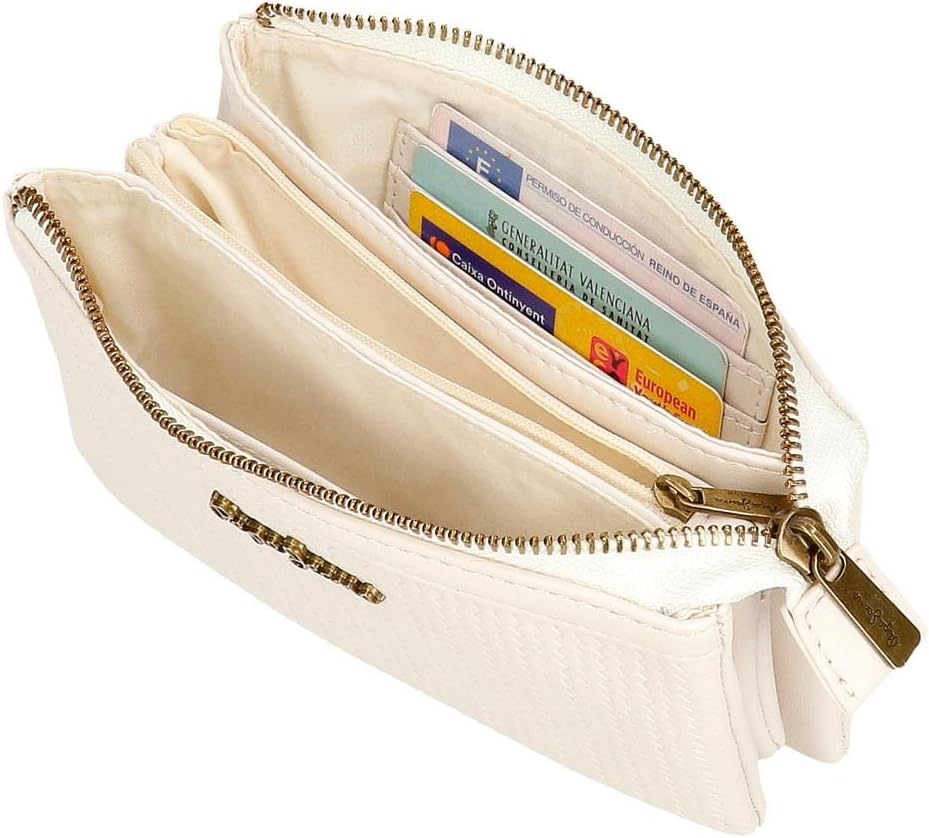 Pepe Jeans Lena Geldbörse drei Fächer weiss 17,5 x 9,5 x 2 cm Kunstleder Weiss dreifache Geldbörse,