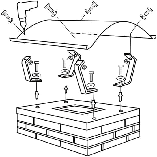 SAREI Haus- und Dachtechnik SHDT Schornsteinhaube, Edelstahl, 600 x 600 mm
