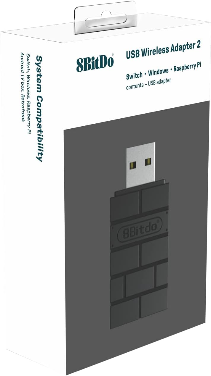 8BitDo: Wireless USB Adapter 2 - Black (PS4/PS5/PC/Switch/Xbox Series S/X/Xbox One/Wii)
