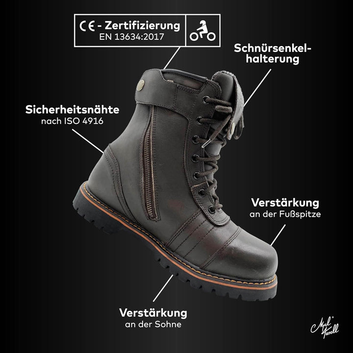 Mycl Turell Browning Motorradstiefel für Herren - Robuste, Wasserdichte Boots mit Rutschfester Sohle