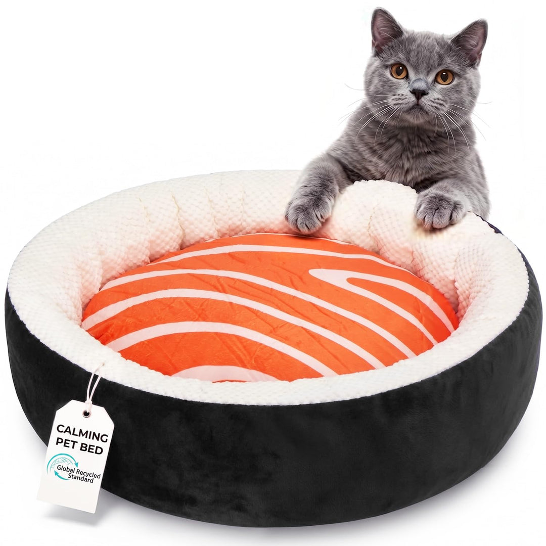 Katzenbett, Hundebett Kleine Hunde, Katzenkissen, 53x53x15cm | Sushi-Korb mit Hohem Rand, Super Flau
