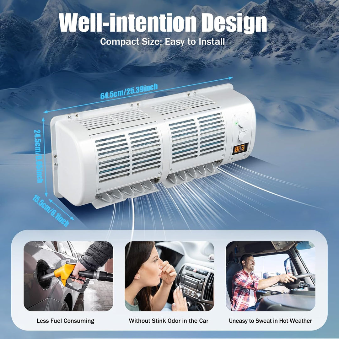 12V LKW Klimaanlage mit LCD Display, 100W Auto Split Klimagerät mit 3 Stufen & Temp Regler, Wandklim