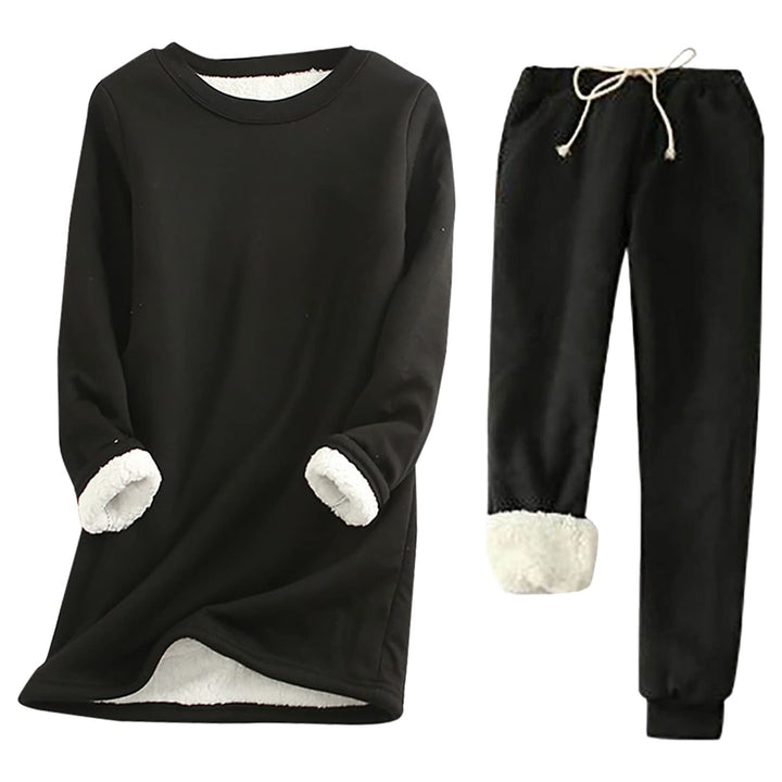 Hausanzug Warm Damen Fleece Winter Gefüttert Zweiteiler Hausanzug Damen Innenfell Teddyfleece Warmer