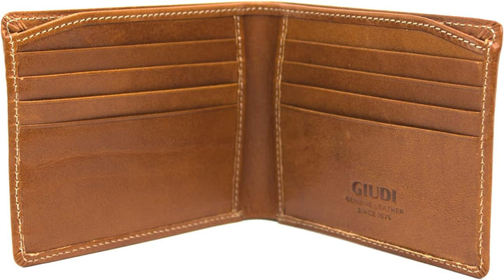 Giudi Herren-Geldbörse, Rindsleder, Mittelgross, Braun (Hellbraun), Hellbraun