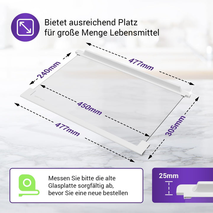 Kühlschrank Glasplatte Ersatz für AEG Kühlschrank Einlegeboden Glas 225153106/3 - Regal Kühlschrank
