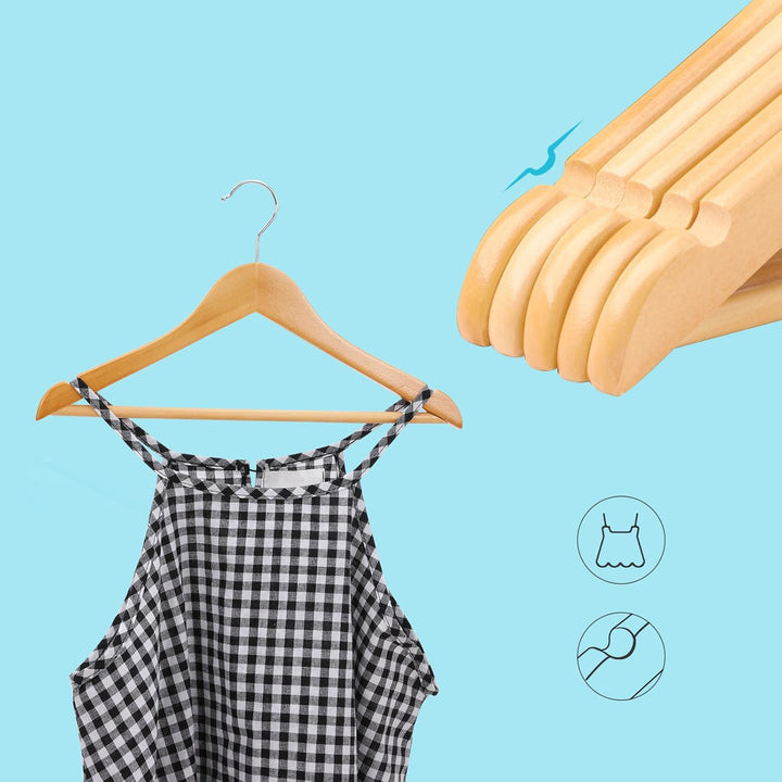 SONGMICS Kinderkleiderbügel, 20er Set Kleiderbügel Kinder, 35 cm Lange Bügel aus Holz, Massivholz, m