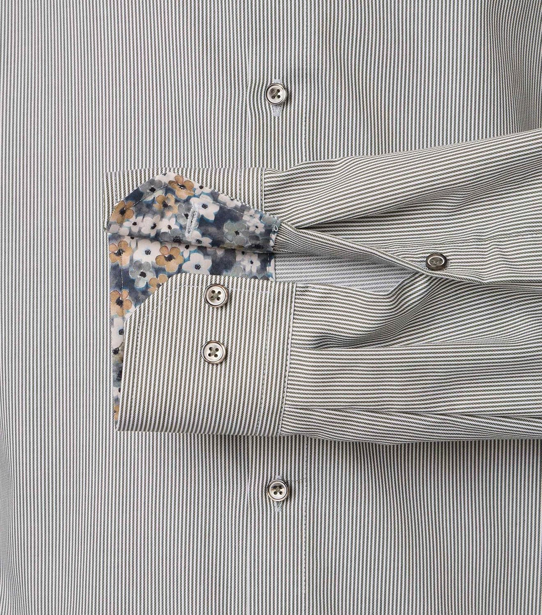 Venti Businesshemd gestreift Modern Fit Standard 38 Grün, Standard 38 Grün