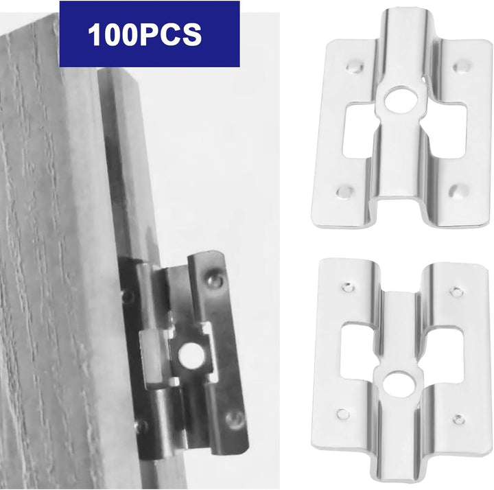 100 Stück Edelstahl-Terrassen-Clips aus Verbundwerkstoff, versteckte Befestigungs-Clips mit 100 Schr
