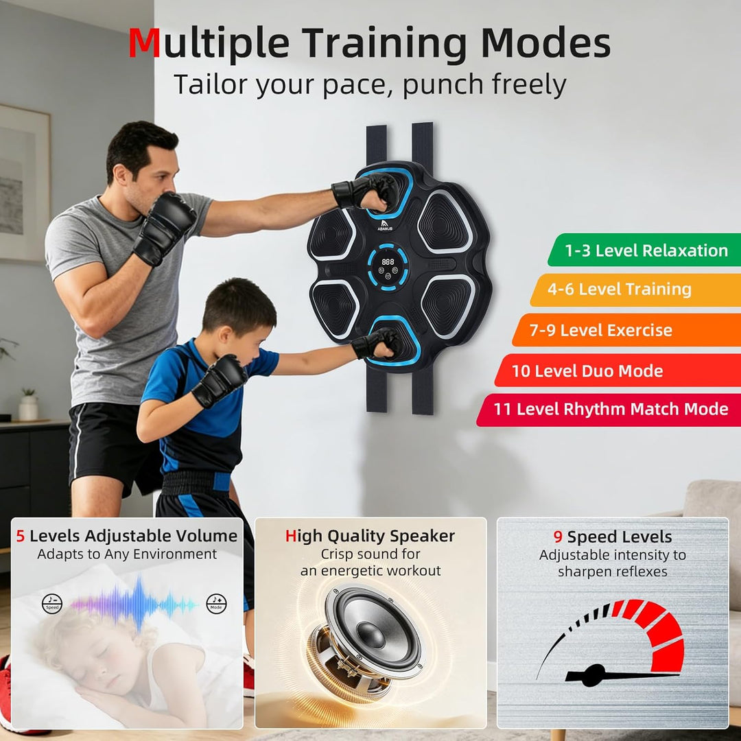 Abahub Music Boxing Machine for Adults & Kids, Home Fitness Equipment with Gloves, Wall Mounted Inte