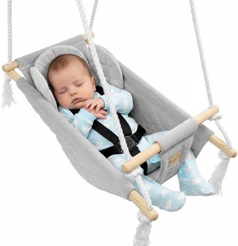BlueKitty Wiege; Schaukel; Liegestuhl für Kinder; Babyschaukel; Kinderschaukel mit Kissen; Schaukel