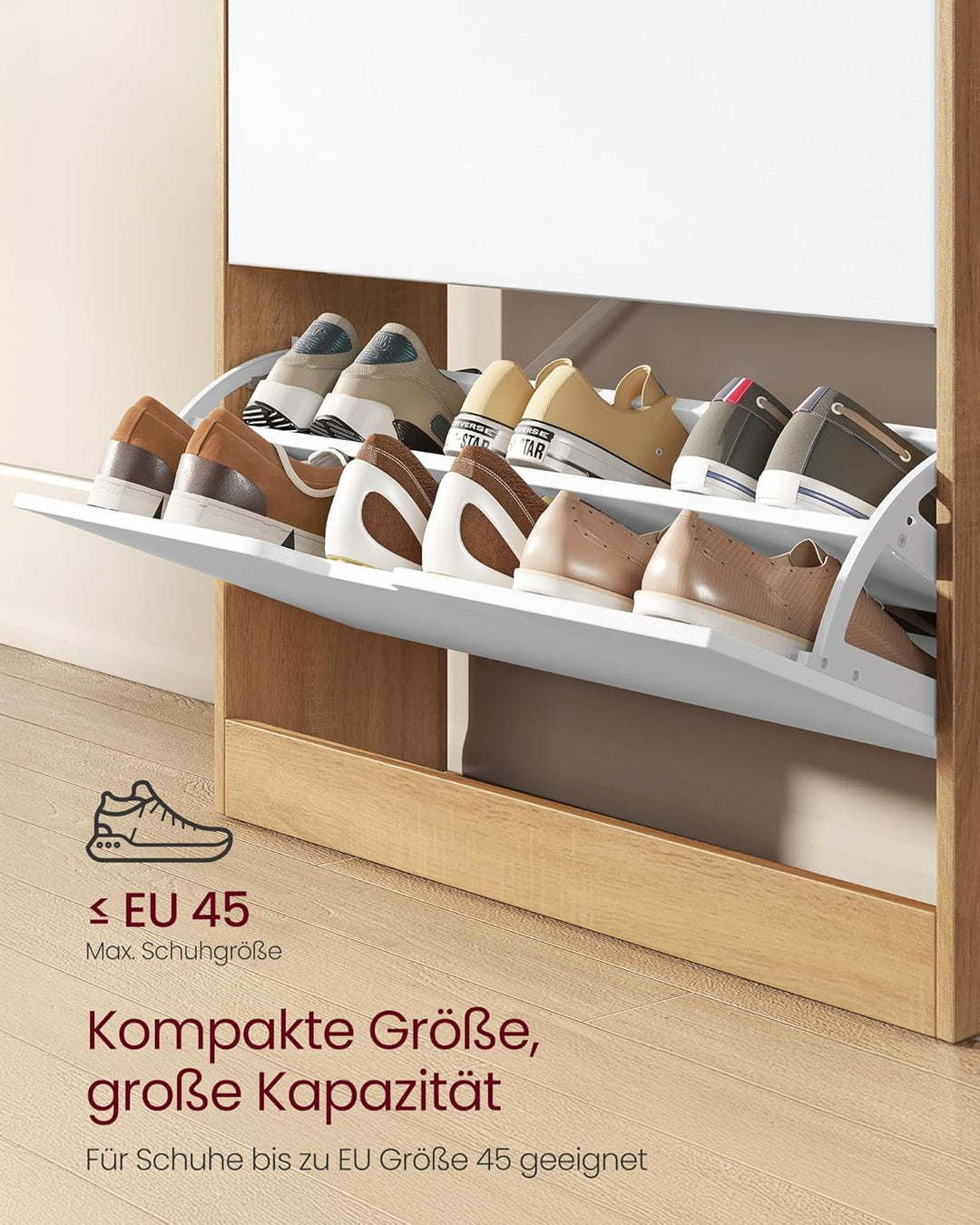 VASAGLE Custos Kollektion - Schuhschrank, Schuhkipper, Schuhaufbewahrung, offenes Fach, Trennwand ve