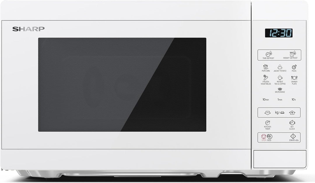 Sharp Mikrowelle YC-MS02E-C 20L, Kristallweiss, 800W, Digitalsteuerung, 11 Leistungsstufen, 8 Progra