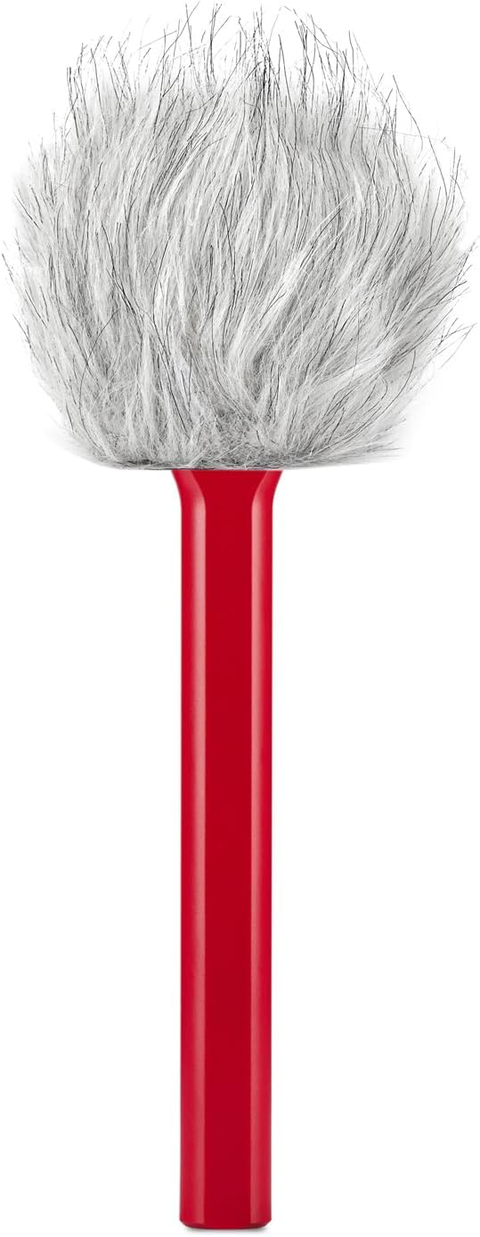 Rode Interview GO Handadapter für Wireless Sendemodule Rot mit keepdrum Fell-Windschutz, Rot