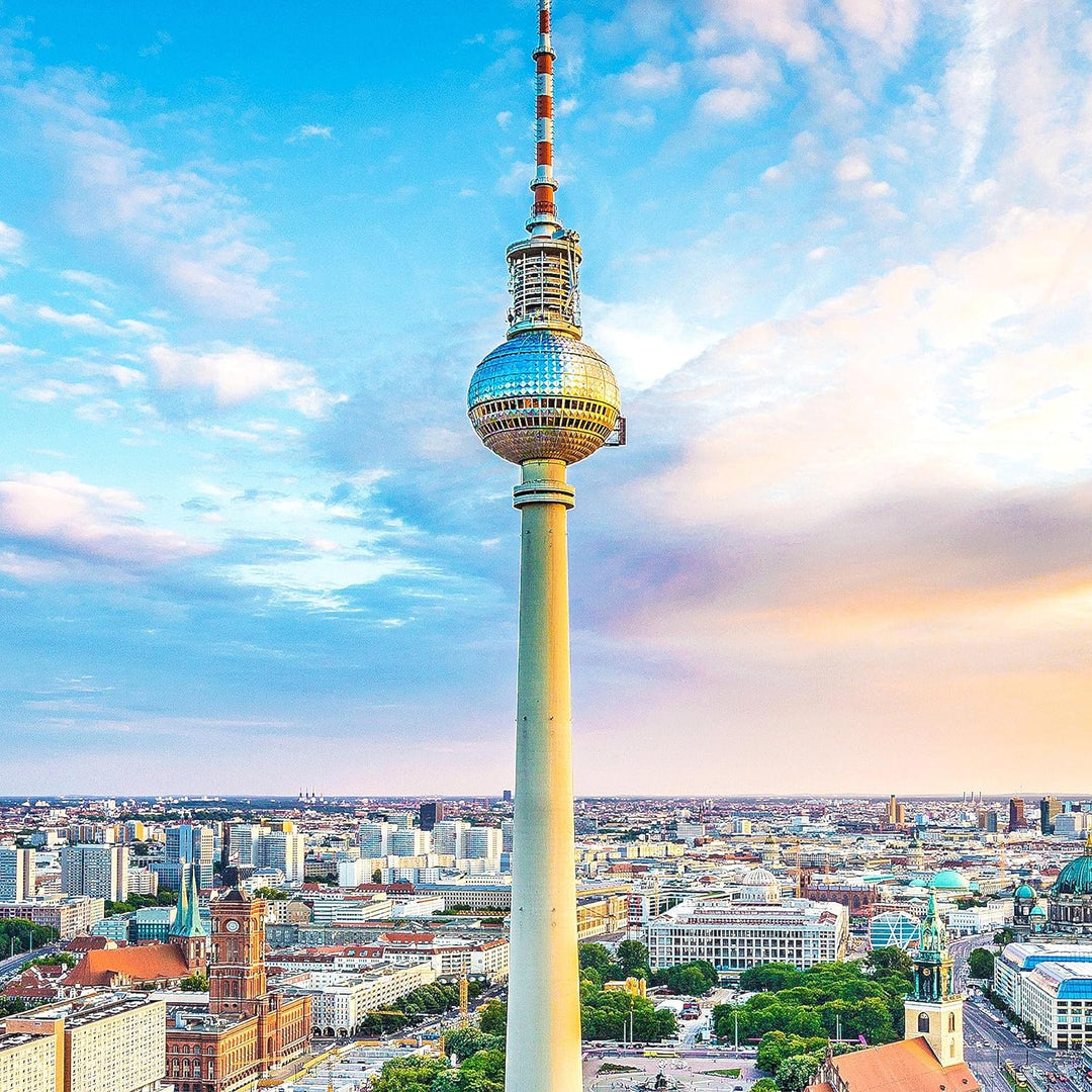 Runa Art Bild Wohnzimmer Büro Berlin Fernsehturm 5 Teilig Städte Blau Bunt Wandbilder auf Vlies Lein