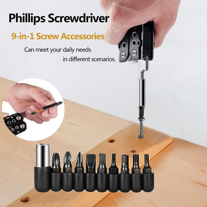 Multitools Edelstahl, 24-in-1 Faltbares Multifunktionszange, Multifunktionale Zange, Multiwekzeug, M