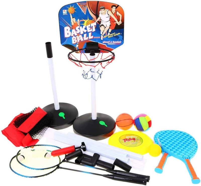 BSD Grosses Sportspielzeugset, Sportspielzeug für Kinder, 5in1-Sportset, Basketball, Volleyball, Bad