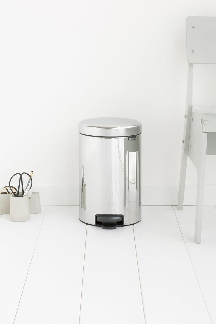 Brabantia 113581 Treteimer mit Inneneimer aus Kunststoff, stahl, Brilliant Stahl, 12 Liter 12 Liter